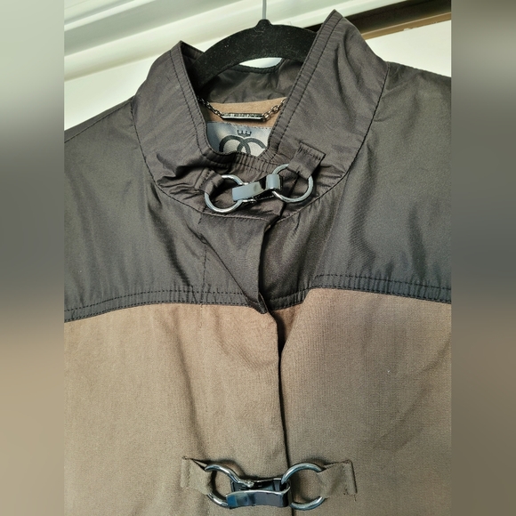 Queen Collection Women's Trench Jacket 100% Cotton Snap&Clasp Khaki/Black Medium - Picture 4 of 16